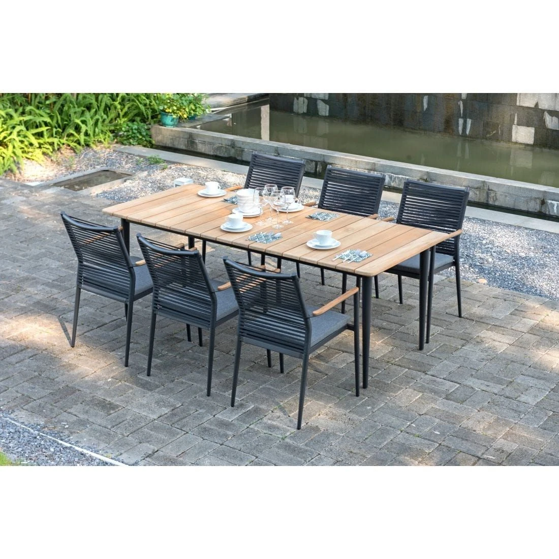 Zebra Spider Gartentisch Aluminium/Teak Graphit 2 Zebra Spider Gartentisch Aluminium/Teak Graphit – Bild 2