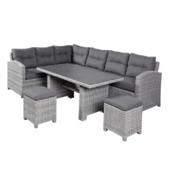 LC Garden Bilbao Dininglounge Geflecht Inkl. Kissen, Tisch Grau