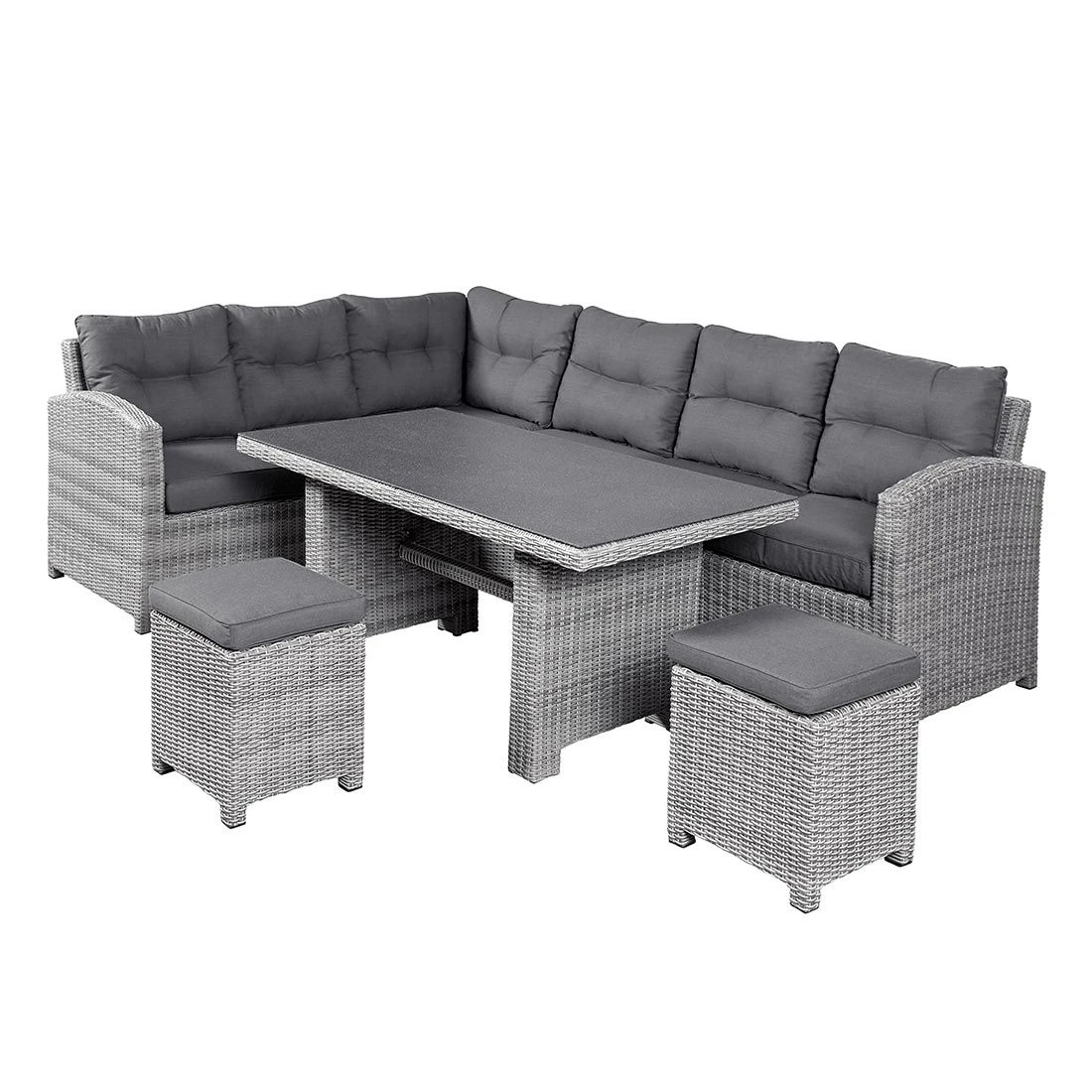 LC Garden Bilbao Dininglounge Geflecht Inkl. Kissen, Tisch Grau 1 LC Garden Bilbao Dininglounge Geflecht Inkl. Kissen, Tisch Grau