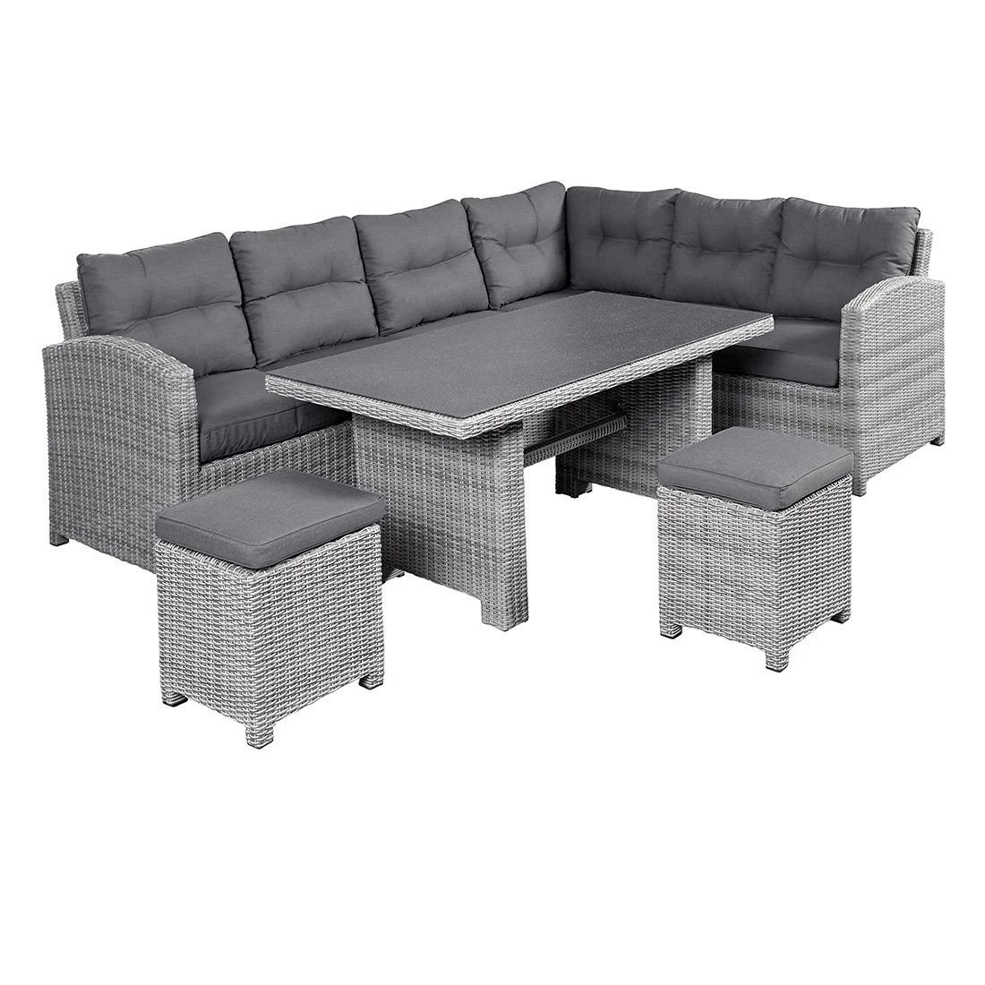 LC Garden Bilbao Dininglounge Geflecht Inkl. Kissen, Tisch Grau 3 LC Garden Bilbao Dininglounge Geflecht Inkl. Kissen, Tisch Grau – Bild 3