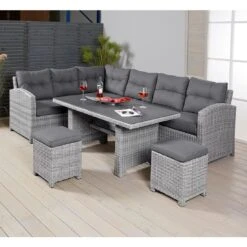 LC Garden Bilbao Dininglounge Geflecht Inkl. Kissen, Tisch Grau 11 LC Garden Bilbao Dininglounge Geflecht Inkl. Kissen, Tisch Grau -Gartenmobel Verkauf 1093271 5