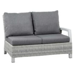 Siena Garden Corido Eck-/Endmodul Aluminium/Geflecht Inklusive Kissen Matt Weiß-Grau/Ice-Grey/Stone-Grey