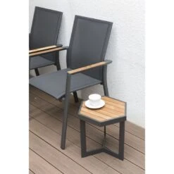 Zebra Sixx Beistelltisch 40x35cm Aluminium/Teak Graphit/Teak Natur -Gartenmobel Verkauf 1101246 3