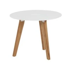 Siena Garden Alba Beistelltisch Ø50x40cm Teak/Aluminium Weiß