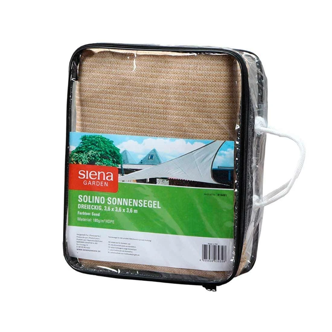 Siena Garden Solino Sonnensegel 3-eckig 360 Cm HDPE Sand 2 Siena Garden Solino Sonnensegel 3-eckig 360 Cm HDPE Sand – Bild 2