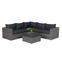 Garden Impressions Cayman II Ecklounge 4t-teiligGeflecht Inklusive Kissen Organic Grey/Anthrazit