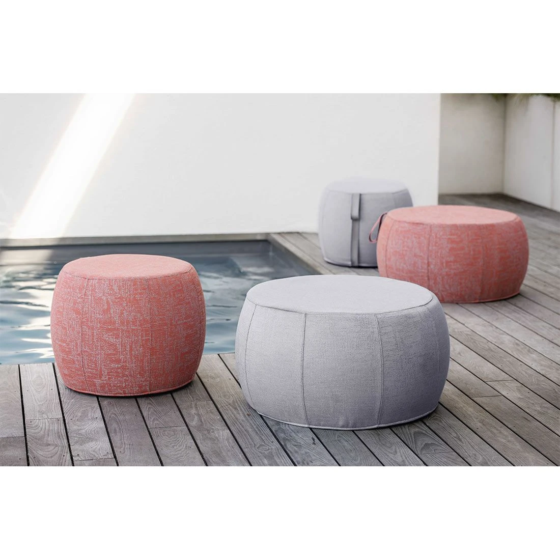 Stern Pouf Hocker Groß Outdoorstoff Hellgrau Meliert 2 Stern Pouf Hocker Groß Outdoorstoff Hellgrau Meliert – Bild 2