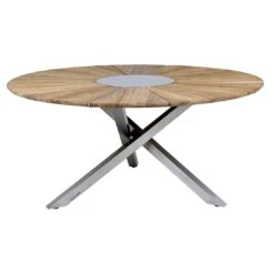 Zebra Oryx Edge Gartentisch Ø160cm Edelstahl/Teak Recycelt