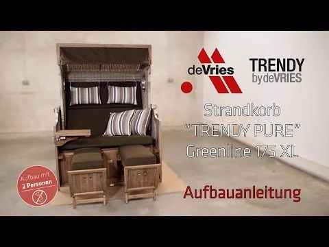 DeVries Greenline 175XL Strandkorb Akazie/Geflecht Des.743 Antique Weiß 1 DeVries Greenline 175XL Strandkorb Akazie/Geflecht Des.743 Antique Weiß