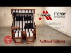 DeVries Pure Seaside L Strandkorb Geflecht/Pinienholz 444 Ice Flower