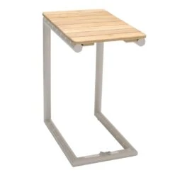 LifestyleGarden Portals Beistelltisch 47x30cm Aluminium/Teak Korallensand-Matt/Teak