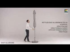 Kettler Easy Allround Stockschirm Ø270cm Aluminium/Polyest Anthrazit/Hellgrau Meliert