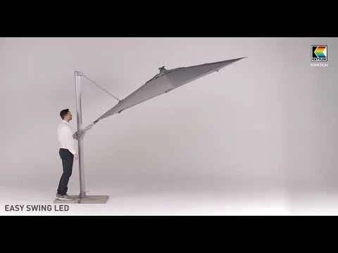 Kettler Easy Swing LED Ampelschirm Ø350cm Alu/Polyester Silber/Charcoal 1 Kettler Easy Swing LED Ampelschirm Ø350cm Alu/Polyester Silber/Charcoal