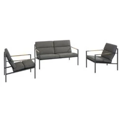 Trentino Loungeset 4-tlg. Edelstahl/Stoff Und Teak Armlehnen Grau Meliert 11 Trentino Loungeset 4-tlg. Edelstahl/Stoff Und Teak Armlehnen Grau Meliert -Gartenmobel Verkauf 1342883 4