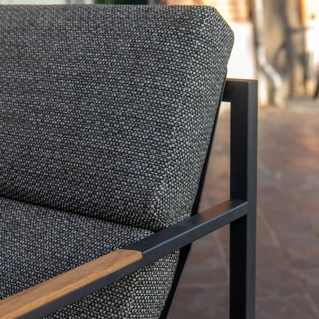 Trentino Loungeset 4-tlg. Edelstahl/Stoff Und Teak Armlehnen Grau Meliert 6 Trentino Loungeset 4-tlg. Edelstahl/Stoff Und Teak Armlehnen Grau Meliert – Bild 6