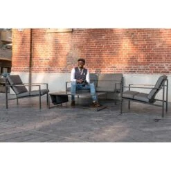 Trentino Loungeset 4-tlg. Edelstahl/Stoff Und Teak Armlehnen Grau Meliert 15 Trentino Loungeset 4-tlg. Edelstahl/Stoff Und Teak Armlehnen Grau Meliert -Gartenmobel Verkauf 1342883 8