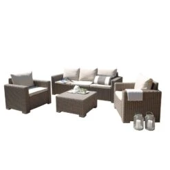 Best Mombasa Loungeset 4-tlg. Geflecht Cappuccino/Sand