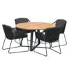 4Seasons Accor Gartenmöbelset 5-tlg. Mit Tisch Ø130cm Anthrazit/Natur