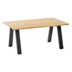 4Seasons Ambassador Kaffeetisch 120x70cm Edelstahl/Teak Anthrazit/Natur