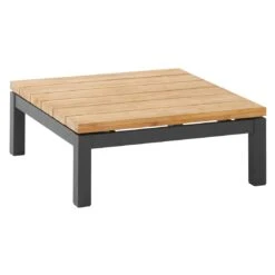 4Seasons Capitol Loungetisch 90x90x35cm Aluminium/Teak Anthrazit/Natur