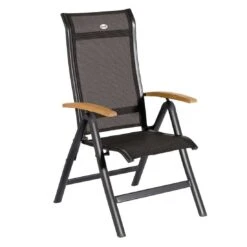 Hartman Alice Klappsessel Aluminium/Textilene Mit Teak-Armlehnen Xerix/Schwarz