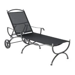 MBM Medici Gartenliege Schmiedeeisen/Textilene Graphit/Schwarz