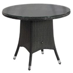 Zebra Mary Gartentisch Ø90cm Geflecht/Glas Quarz