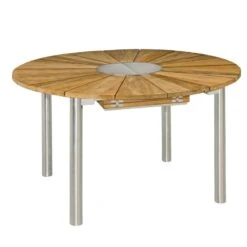 Zebra Catax Ausziehtisch Oval 135/185x135 Cm Edelstahl/Teak Natur