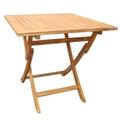 Zebra Poker Klapptisch 80x80 Cm Teak Mit Edelstahlbeschlägen Natur