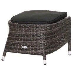 Ploß Rocking Beistellhocker Geflecht Grau-Braun Meliert/Anthrazit