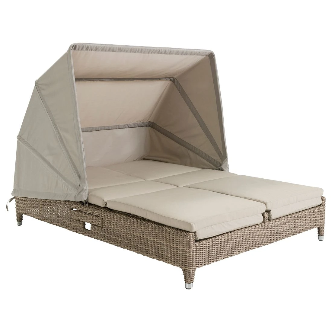 Domus Ventures Cleveland Lecce Doppelliege Halbrundgeflecht/Olefin White-Pepper/Warm-Grey 2 Domus Ventures Cleveland Lecce Doppelliege Halbrundgeflecht/Olefin White-Pepper/Warm-Grey – Bild 2