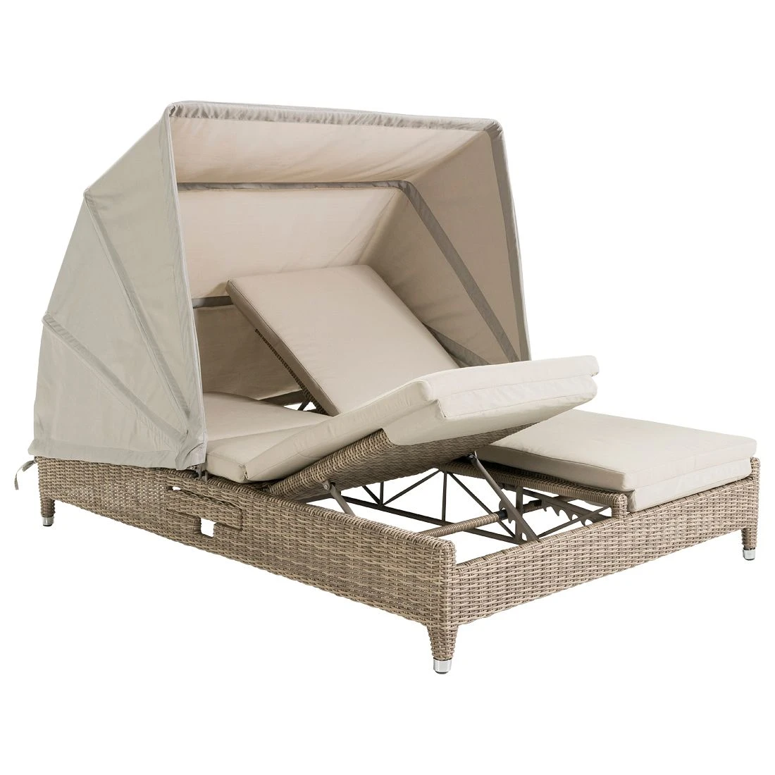 Domus Ventures Cleveland Lecce Doppelliege Halbrundgeflecht/Olefin White-Pepper/Warm-Grey 3 Domus Ventures Cleveland Lecce Doppelliege Halbrundgeflecht/Olefin White-Pepper/Warm-Grey – Bild 3