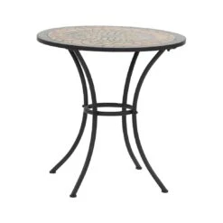 Siena Garden Prato Tisch Stahl/Mosaikoptik Mattschwarz/Terracotta-Mix