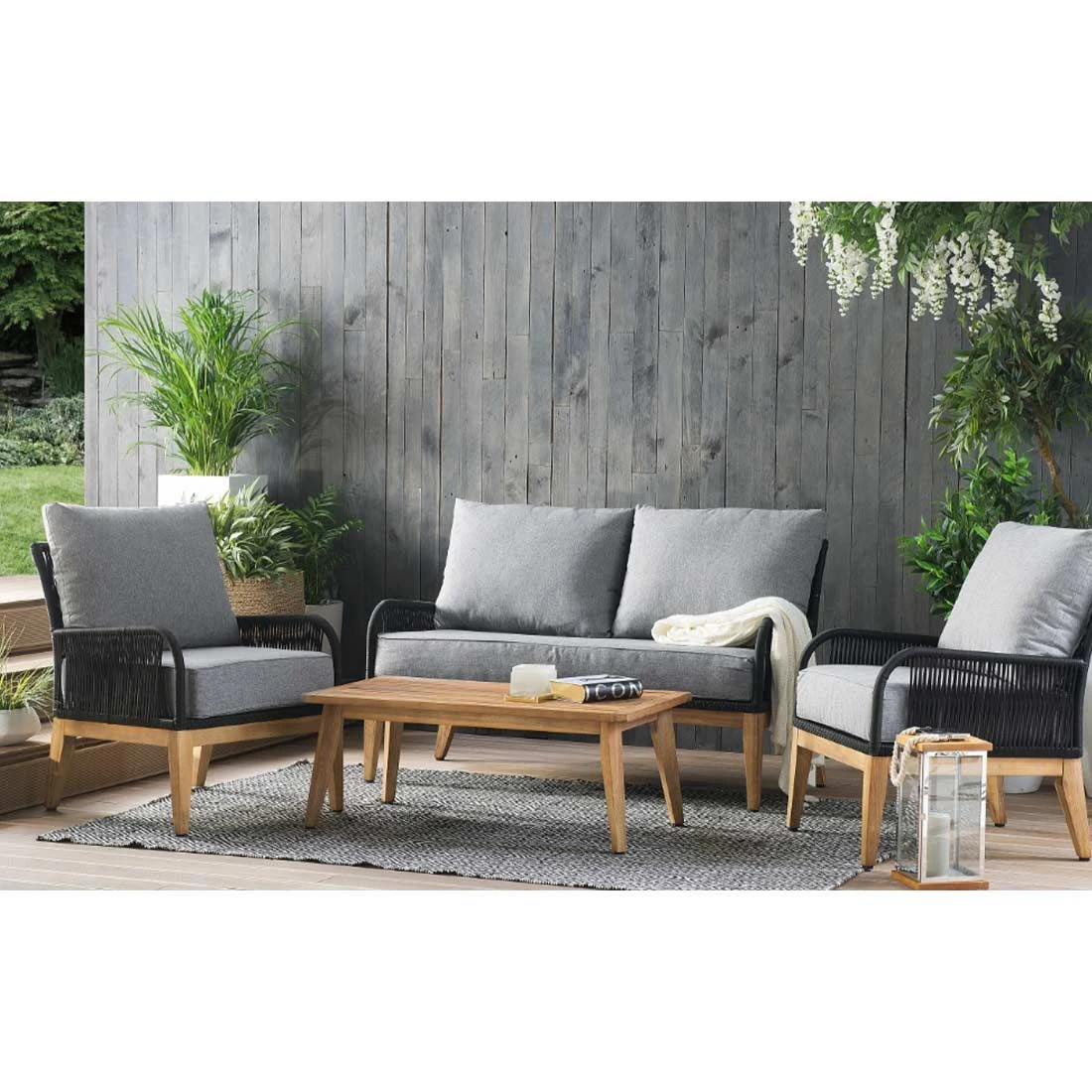 Acamp Mykonos Loungeset 4-tlg. Akazie/Rope Natur/Hellgrau/Anthrazit 1 Acamp Mykonos Loungeset 4-tlg. Akazie/Rope Natur/Hellgrau/Anthrazit