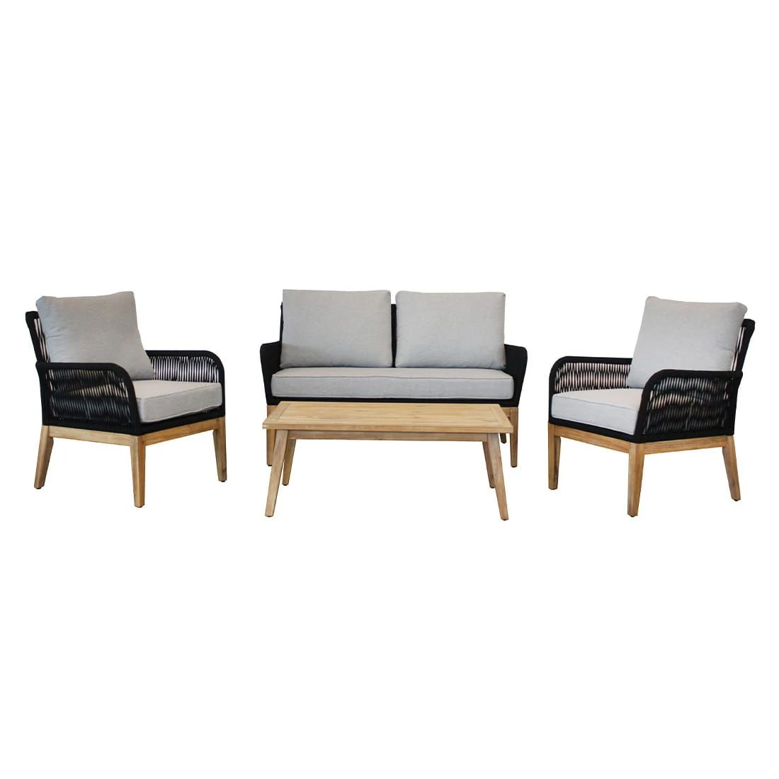 Acamp Mykonos Loungeset 4-tlg. Akazie/Rope Natur/Hellgrau/Anthrazit 2 Acamp Mykonos Loungeset 4-tlg. Akazie/Rope Natur/Hellgrau/Anthrazit – Bild 2