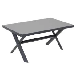 Acamp Thasos Dininglounge Aluminium/Kunstfaser Anthrazit/Grau -Gartenmobel Verkauf acamp thasos loungegruppe 4 tlg aluminium polyester mi tisch 140x80 cm 1434502 3