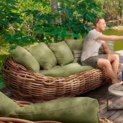 Apple Bee Cocoon Gartensofa Rund-Geflecht Kubu/Grün 6 Apple Bee Cocoon Gartensofa Rund-Geflecht Kubu/Grün -Gartenmobel Verkauf apple bee cocoon 3 sitzersofa rope polster kubu grun 1010782 2