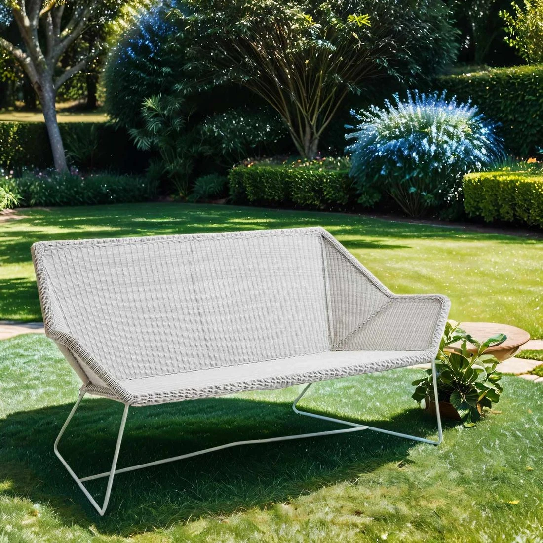 Cane-Line Breeze Gartensofa 154 Cm Stahl/Geflecht White Grey 1 Cane-Line Breeze Gartensofa 154 Cm Stahl/Geflecht White Grey