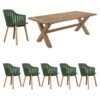Cane-Line Choice Gartenmöbeldet 7-tlg. Mit Tisch 220x100cm Dusty Green/Natur