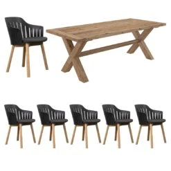 Cane-Line Choice Gartenmöbelset 7-tlg. Mit Tisch 220x100cm Black/Natur