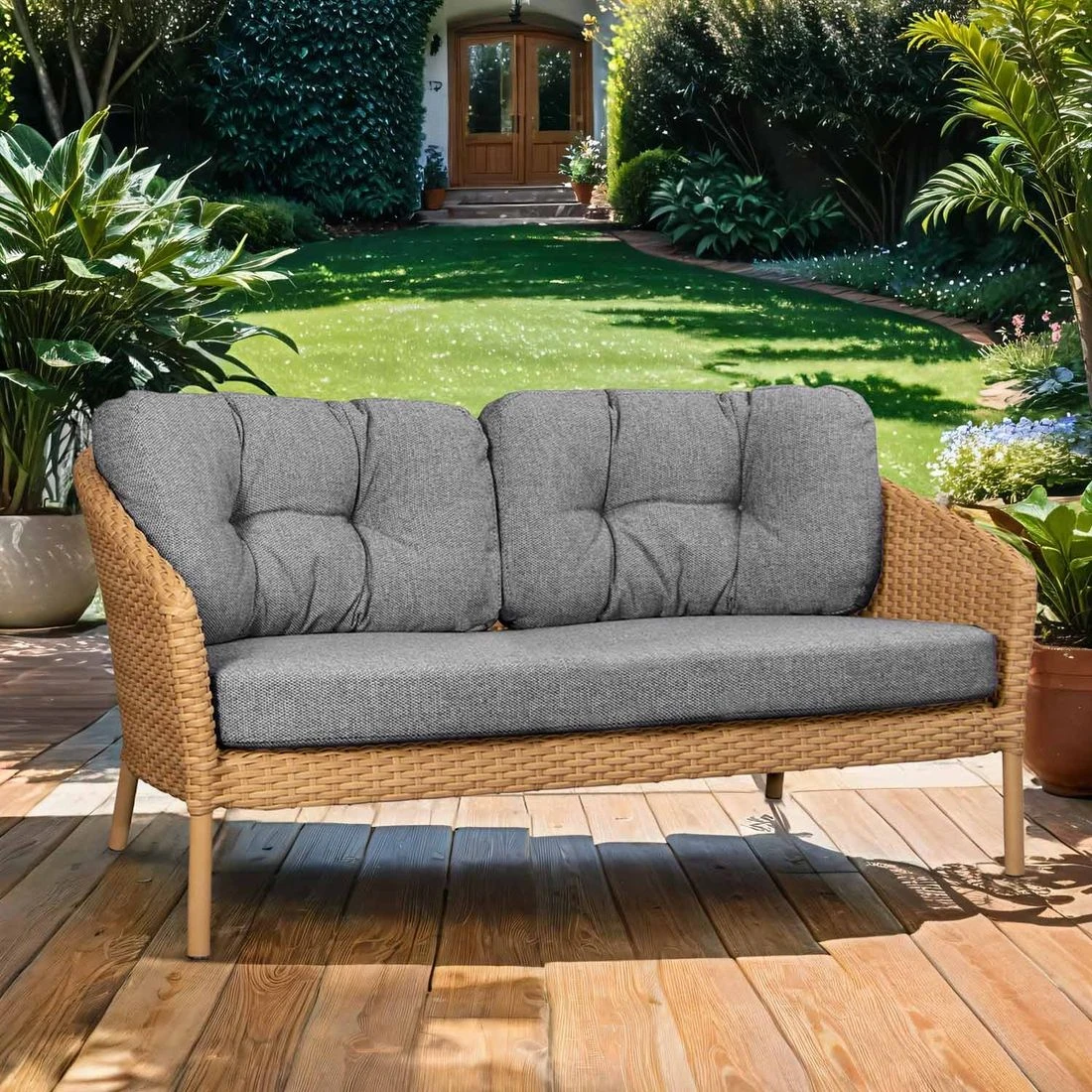 Cane-Line Ocean Gartensofa 155cm Alu/Geflecht/Polypropylen Dark Grey/Natur 1 Cane-Line Ocean Gartensofa 155cm Alu/Geflecht/Polypropylen Dark Grey/Natur
