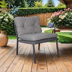 Cane-Line Ocean Mittelmodul Rechts Aluminium/Rope Dark Grey