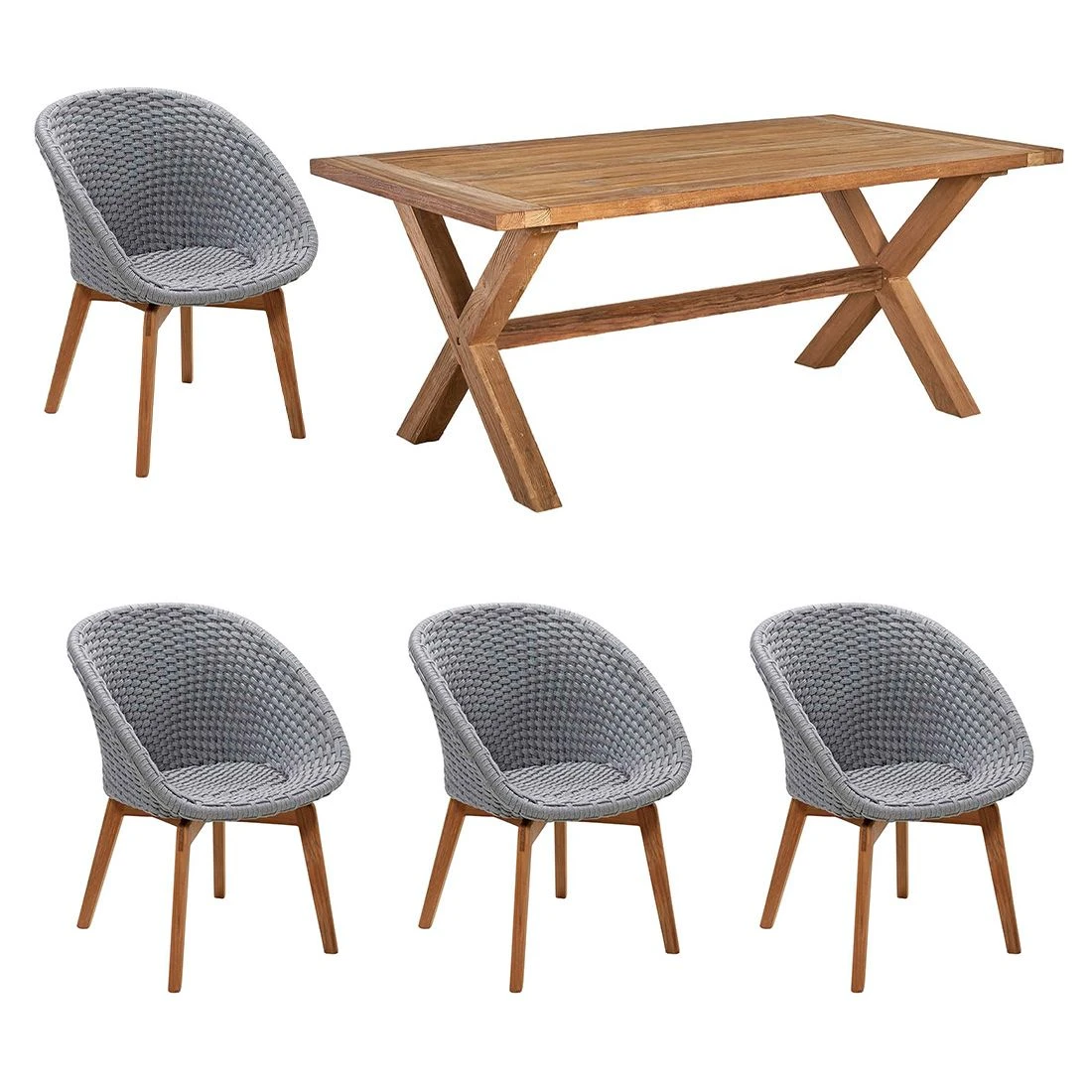 Cane-Line Peacock Gartenmöbelset 5-tlg. Mit Tisch 180x100cm Light Grey/Natur 1 Cane-Line Peacock Gartenmöbelset 5-tlg. Mit Tisch 180x100cm Light Grey/Natur