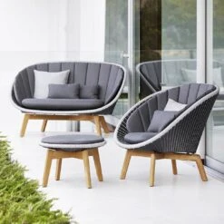 Cane-Line Peacock Hocker Teak/Geflecht Grey/Light Grey/Grey -Gartenmobel Verkauf cane line peacock hocker teak geflecht 1480185 2
