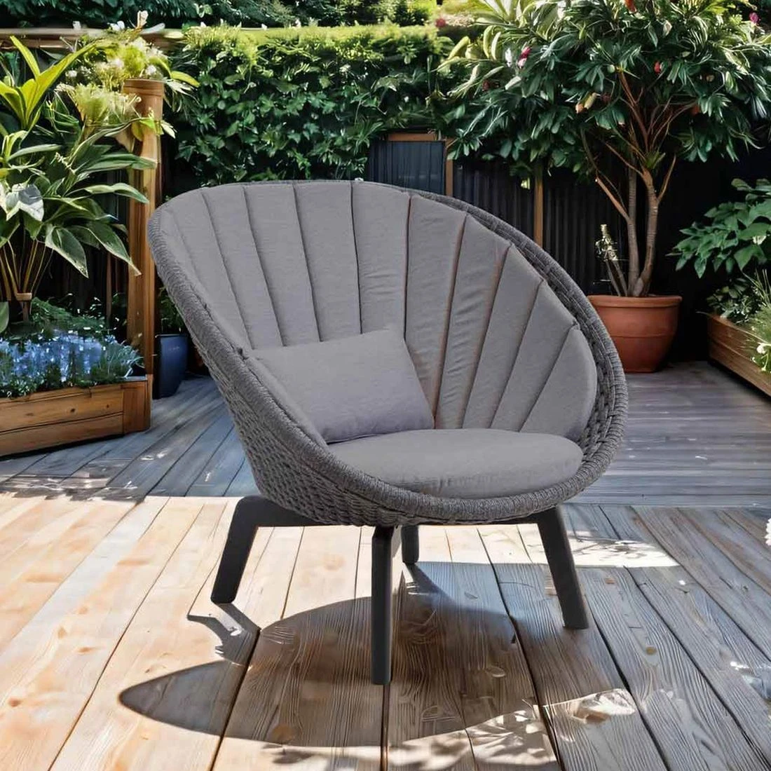 Cane-Line Peacock Loungesessel Aluminium/Rope/Teak Black/Dark Grey/Grey 1 Cane-Line Peacock Loungesessel Aluminium/Rope/Teak Black/Dark Grey/Grey