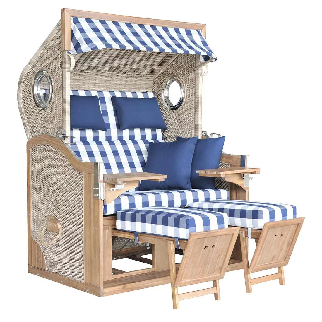 DeVries Greenline 175XL Strandkorb Akazie/Geflecht Des.743 Antique Weiß 2 DeVries Greenline 175XL Strandkorb Akazie/Geflecht Des.743 Antique Weiß – Bild 2