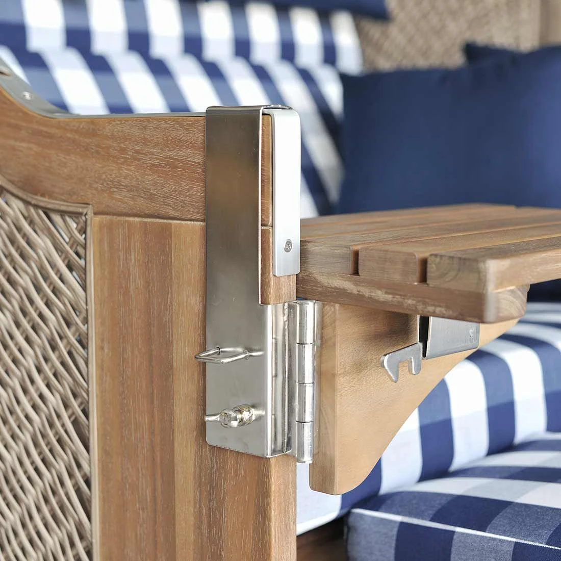 DeVries Greenline 175XL Strandkorb Akazie/Geflecht Des.743 Antique Weiß 6 DeVries Greenline 175XL Strandkorb Akazie/Geflecht Des.743 Antique Weiß – Bild 6