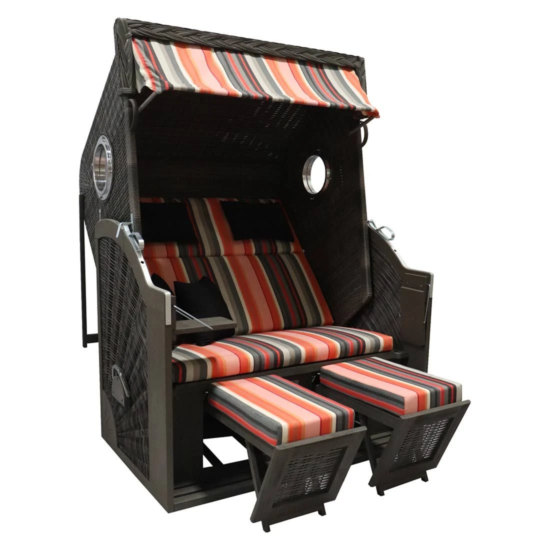 DeVries Pure Cliff XL Strandkorb Geflecht/Pinienholz Grau Gebürstet 2 DeVries Pure Cliff XL Strandkorb Geflecht/Pinienholz Grau Gebürstet – Bild 2