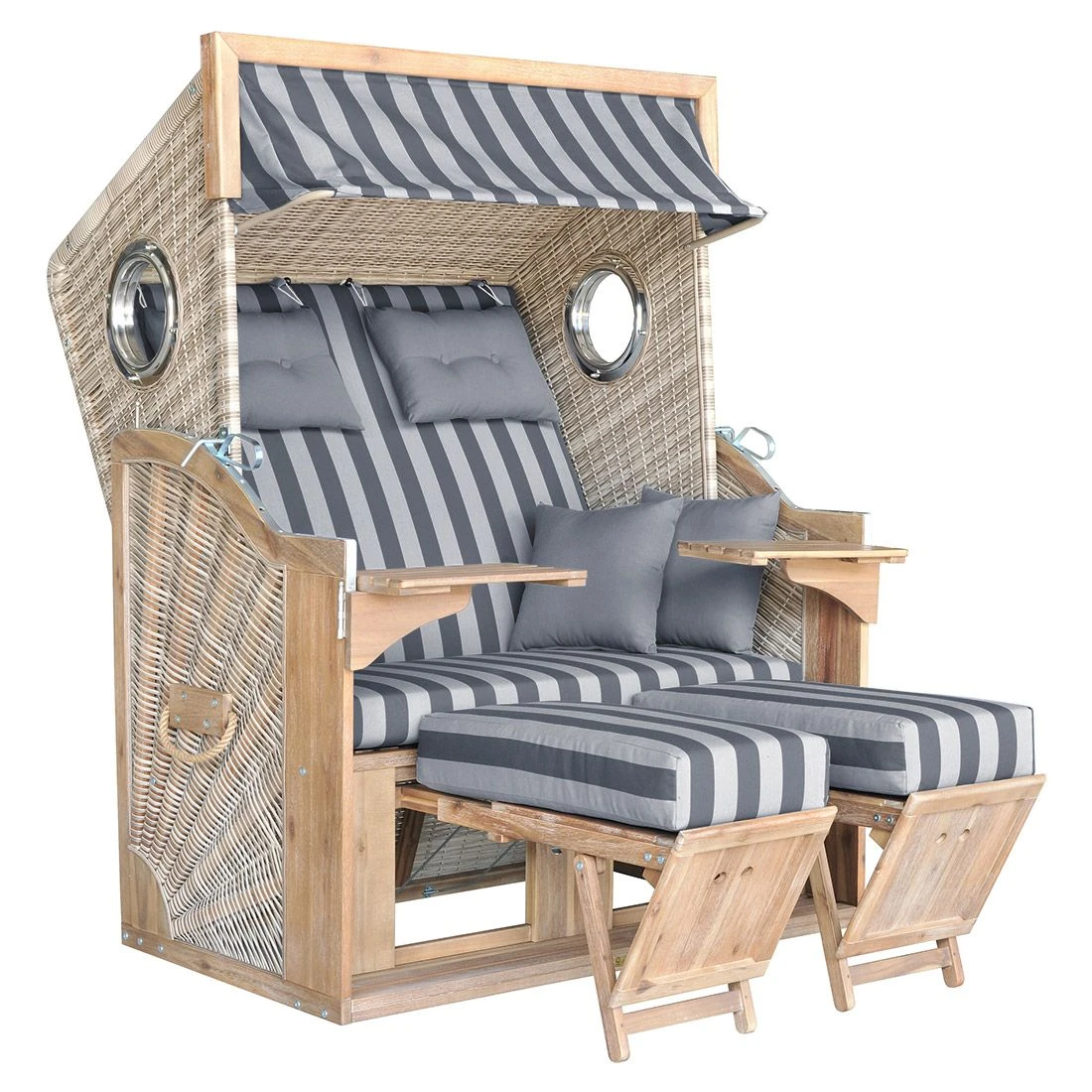 DeVries Pure Greenline 135XL Strandkorb Geflecht/Akazie Des.755 Ice Flower 3 DeVries Pure Greenline 135XL Strandkorb Geflecht/Akazie Des.755 Ice Flower – Bild 3