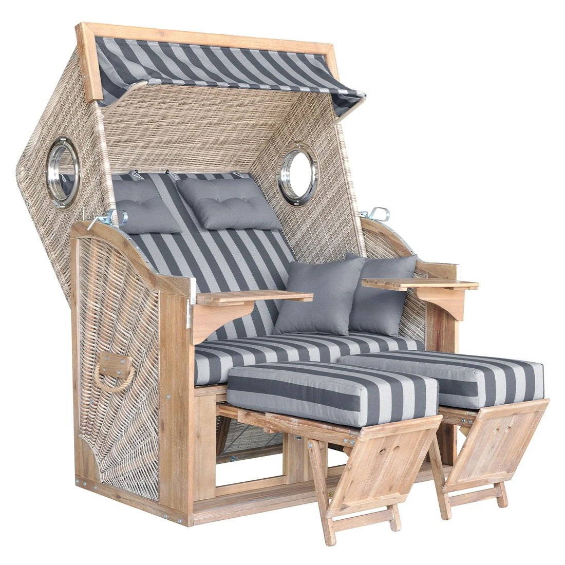 DeVries Pure Greenline 135XL Strandkorb Geflecht/Akazie Des.755 Ice Flower 4 DeVries Pure Greenline 135XL Strandkorb Geflecht/Akazie Des.755 Ice Flower – Bild 4